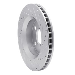 Jeep Wrangler Brake Rotor (1) - Front Left - R1 Concepts - Drilled & Slotted - Silver - `07-`18